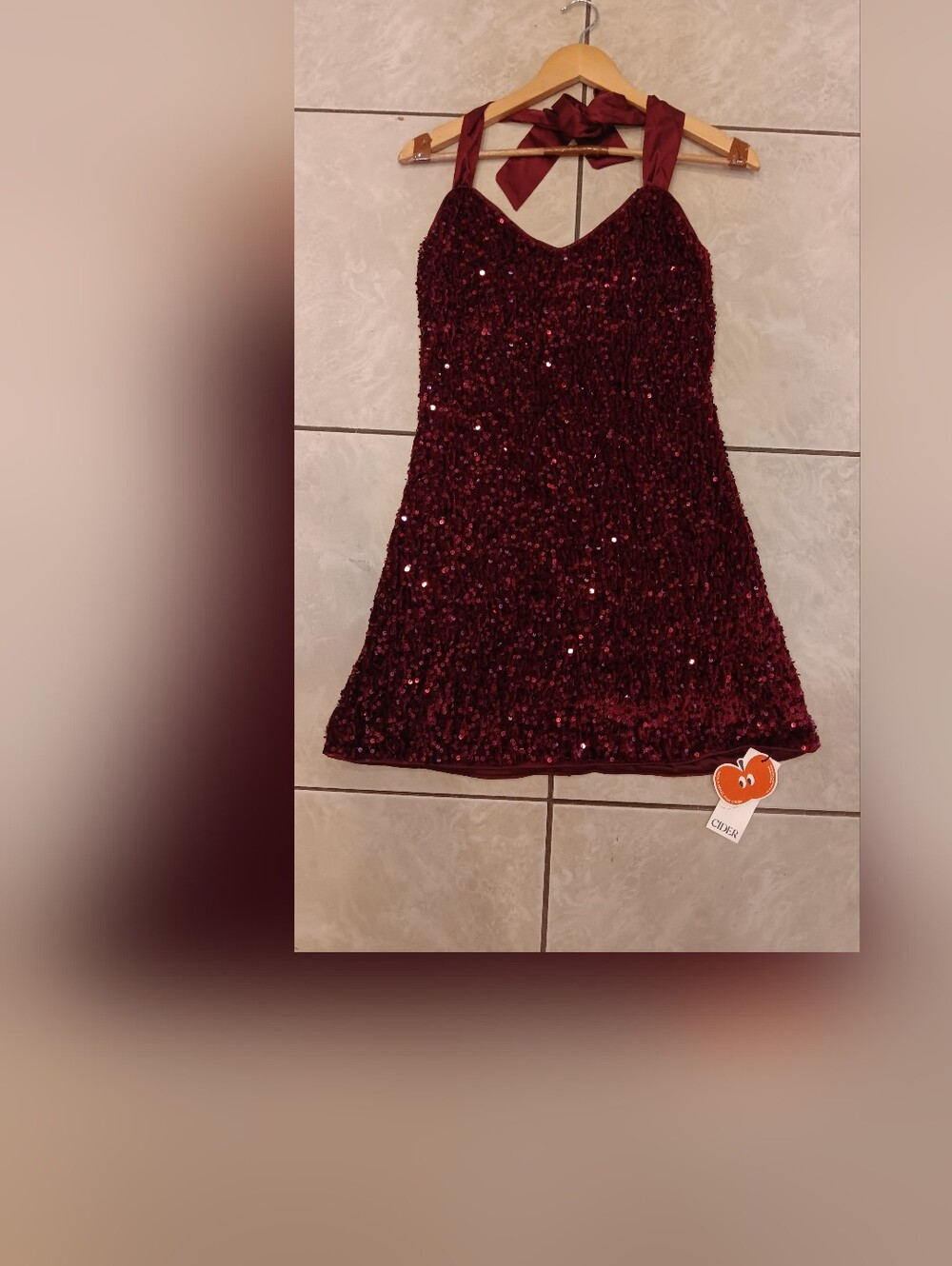 Cider Burgundy Sequin Women's Mini Dress
